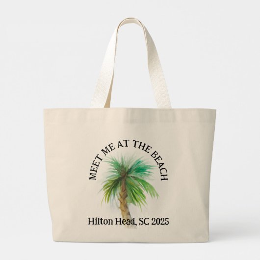 Gepersonaliseerde Aangepaste waterverf Palm Tree C Grote Tote Bag (Achterkant)