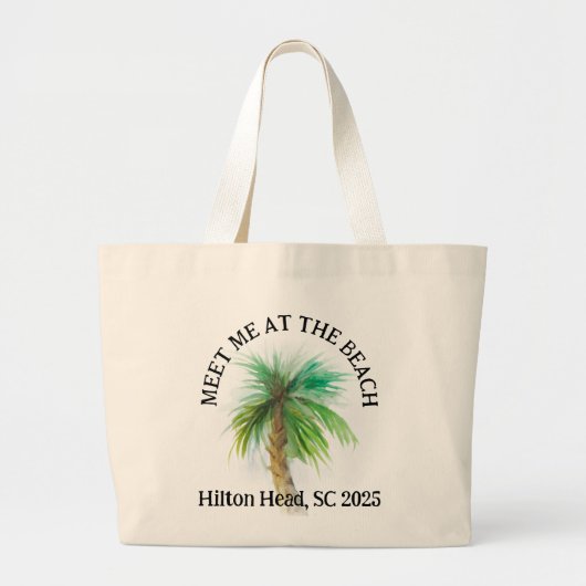 Gepersonaliseerde Aangepaste waterverf Palm Tree C Grote Tote Bag (Voorkant)