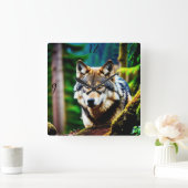 Gepersonaliseerde aangepaste Wild Wolf wandklok (Huis)