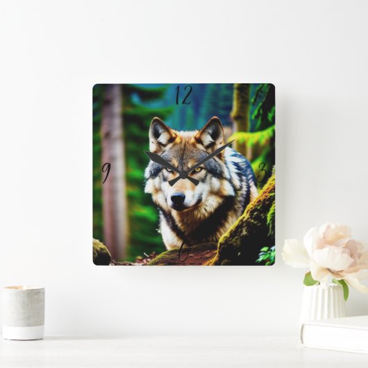 Gepersonaliseerde aangepaste Wild Wolf wandklok (Huis)