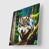 Gepersonaliseerde aangepaste Wild Wolf wandklok (Hoek)