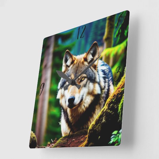 Gepersonaliseerde aangepaste Wild Wolf wandklok (Hoek)