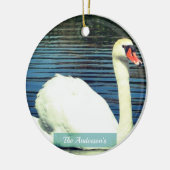 Gepersonaliseerde aangepaste zwaan foto keramisch ornament (Links)