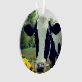 Gepersonaliseerde aangepaste zwart-wit Koe foto Ornament (voorkant)