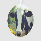 Gepersonaliseerde aangepaste zwart-wit Koe foto Ornament (voorkant)