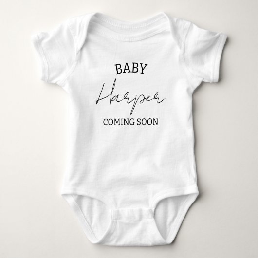 Gepersonaliseerde aankondiging Baby bodysuit, zwan Romper (Voorkant)