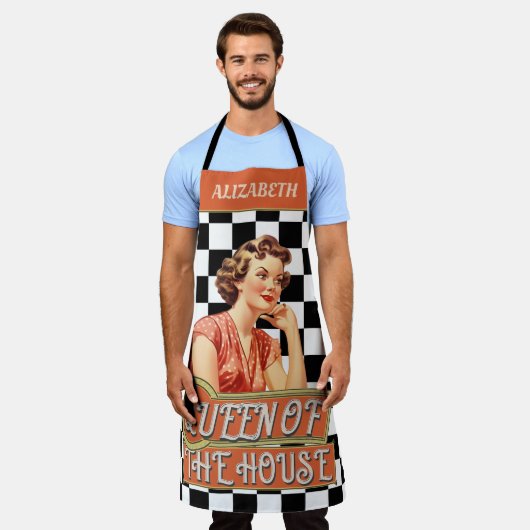 Gepersonaliseerde aantrekkelijke retro koningin va schort (Gedragen)