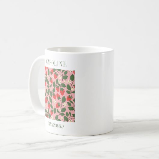 Gepersonaliseerde Aardbei Bruidsmeisje Gift  Koffiemok (Voorkant links)