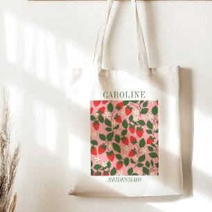 Gepersonaliseerde Aardbei Bruidsmeisje Gift  Tote Bag