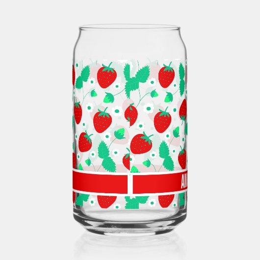 Gepersonaliseerde aardbei en Daisy Flowers Schatti Blikvorm Glas (Rechts)