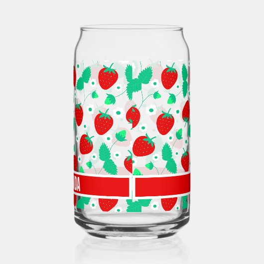 Gepersonaliseerde aardbei en Daisy Flowers Schatti Blikvorm Glas (Links)