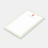 Gepersonaliseerde aardbei groene gingham rand post-it® notes (Schuin)