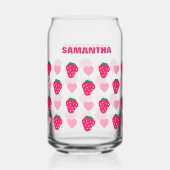 Gepersonaliseerde aardbei & harten Moeder Moederda Blikvorm Glas (Voorkant)