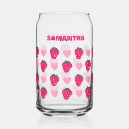 Gepersonaliseerde aardbei & harten Moeder Moederda Blikvorm Glas
