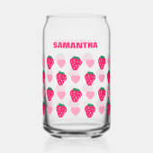 Gepersonaliseerde aardbei & harten Moeder Moederda Blikvorm Glas (Achterkant)