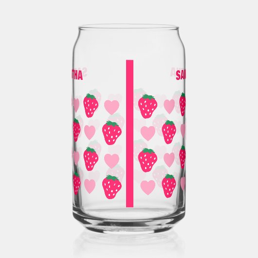 Gepersonaliseerde aardbei & harten Moeder Moederda Blikvorm Glas (Rechts)