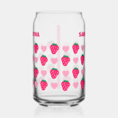 Gepersonaliseerde aardbei & harten Moeder Moederda Blikvorm Glas (Links)