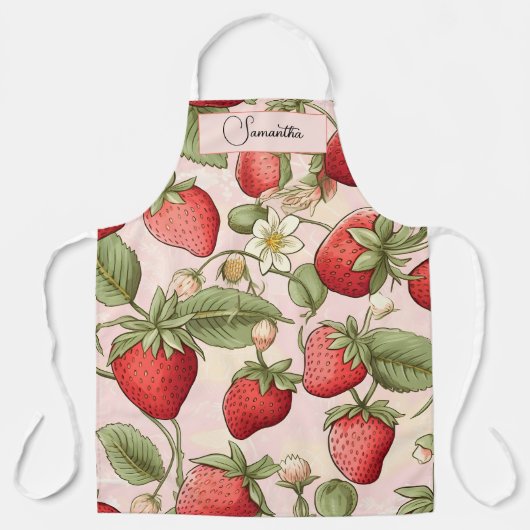 Gepersonaliseerde Aardbei Schort Fruit Design (Voorkant)