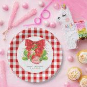 Gepersonaliseerde Aardbei Thema Verjaardag Schatti Papieren Bordje (Feest)