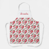 Gepersonaliseerde aardbeien Waterverf Handbeschild Schort (Voorkant)