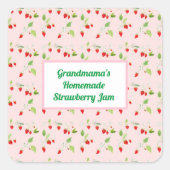 Gepersonaliseerde aardbeienbloesem Jam Vierkante Sticker (Voorkant)