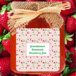 Gepersonaliseerde aardbeienbloesem Jam Vierkante Sticker