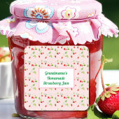 Gepersonaliseerde aardbeienbloesem Jam Vierkante Sticker