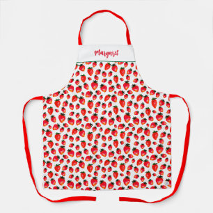 Gepersonaliseerde aardbeienjam Retro geïnspireerde Schort
