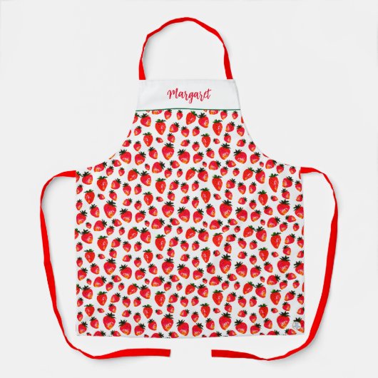 Gepersonaliseerde aardbeienjam Retro geïnspireerde Schort (Voorkant)