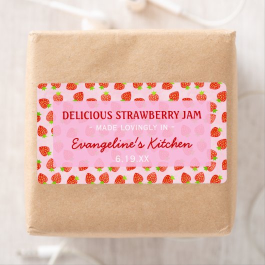  gepersonaliseerde aardbeienjampot etiket (Insitu)