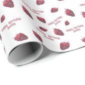 Gepersonaliseerde aardbeienverjaardag cadeaupapier (Rol Hoek)