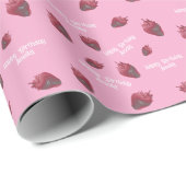 Gepersonaliseerde aardbeienverjaardag cadeaupapier (Rol Hoek)