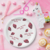 Gepersonaliseerde aardbeienverjaardag papieren bordje (Feest)