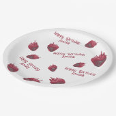 Gepersonaliseerde aardbeienverjaardag papieren bordje (Gekanteld)