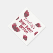 Gepersonaliseerde aardbeienverjaardag servet (Hoek)