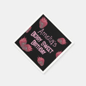 Gepersonaliseerde aardbeienverjaardag servet (Hoek)