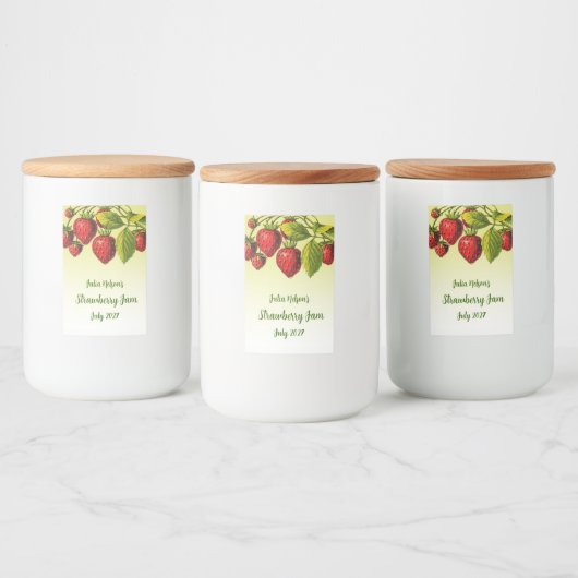 Gepersonaliseerde aardbeigeel ombre Jam Jar Voedselcontainer Etiket (Flessen)