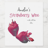 Gepersonaliseerde aardbeiwijn wijn etiket (Enkel label)