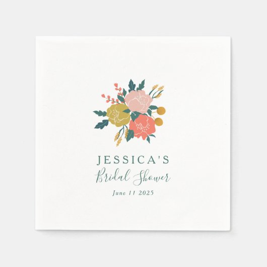 Gepersonaliseerde Aardse Bloemen Boeket Vrijgezell Servet (Voorkant)