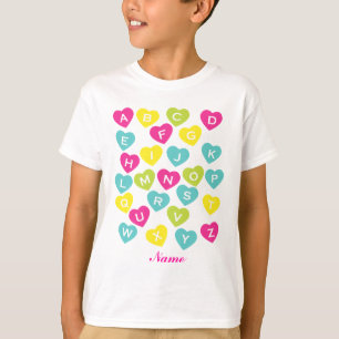 Gepersonaliseerde ABC's Alfabet Hearts T-shirt