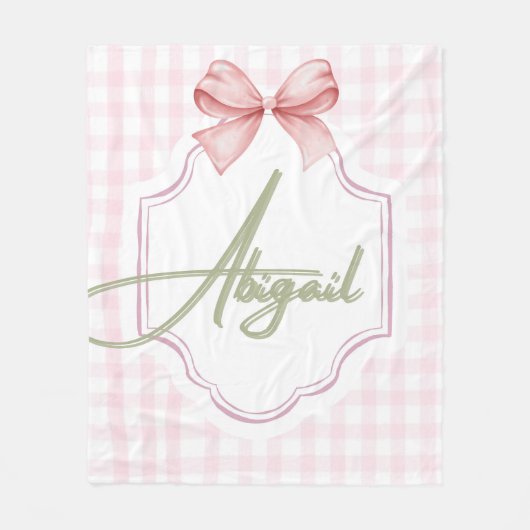 Gepersonaliseerde Abigail Baby Girl Nursery Bow &  Fleece Deken (Voorkant)