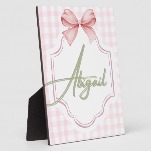Gepersonaliseerde Abigail Baby Girl Nursery Bow &  Fotoplaat (Zijkant)