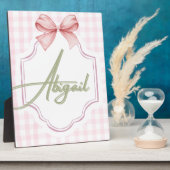Gepersonaliseerde Abigail Baby Girl Nursery Bow &  Fotoplaat (Zijkant)