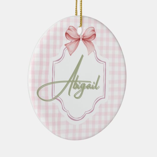 Gepersonaliseerde Abigail Baby Girl Nursery Bow &  Keramisch Ornament (Rechts)
