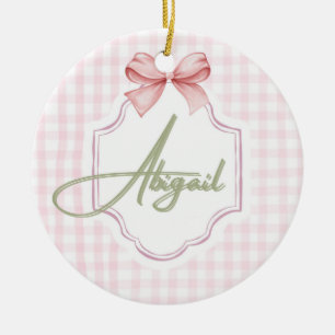 Gepersonaliseerde Abigail Baby Girl Nursery Bow &  Keramisch Ornament