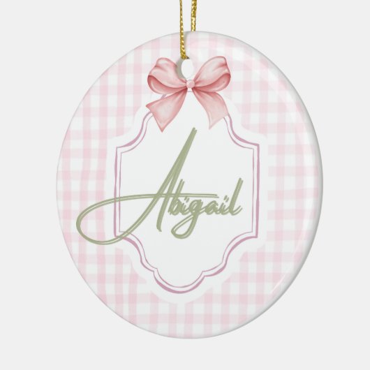 Gepersonaliseerde Abigail Baby Girl Nursery Bow &  Keramisch Ornament (Links)