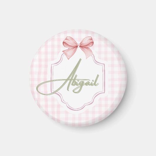 Gepersonaliseerde Abigail Baby Girl Nursery Bow & Magneet (Voorkant)