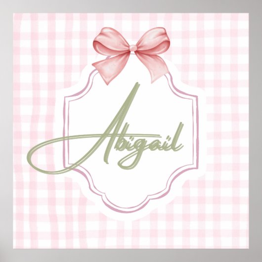 Gepersonaliseerde Abigail Baby Girl Nursery Bow &  Poster (Voorkant)