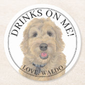 Gepersonaliseerde Abrikoos Golden Doodle Hond brui Ronde Kartonnen Onderzetter (Voorkant)