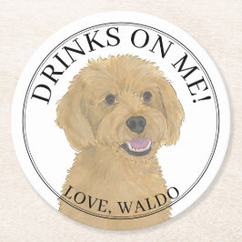 Gepersonaliseerde Abrikoos Golden Doodle Hond brui Ronde Kartonnen Onderzetter